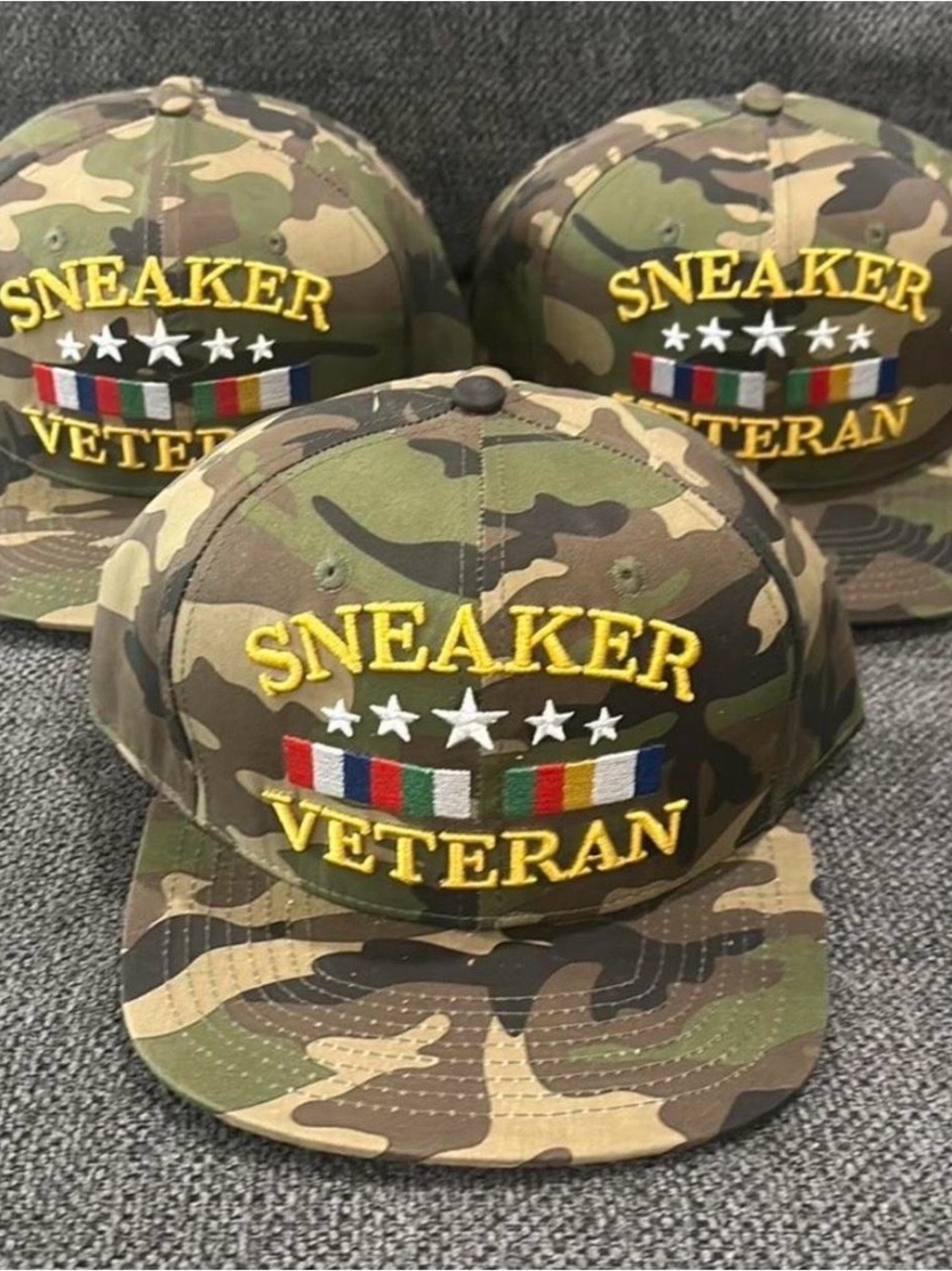 Sneaker Veteran Camo Snapback Hat - Green